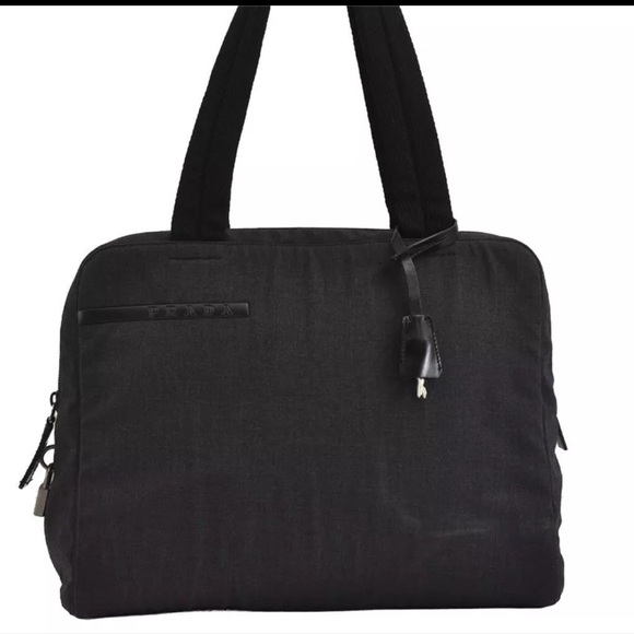PRADA Vintage Polyurethane Front Detail Shoulder/Tote Bag/Briefcase Black 🖤 - Picture 1 of 16